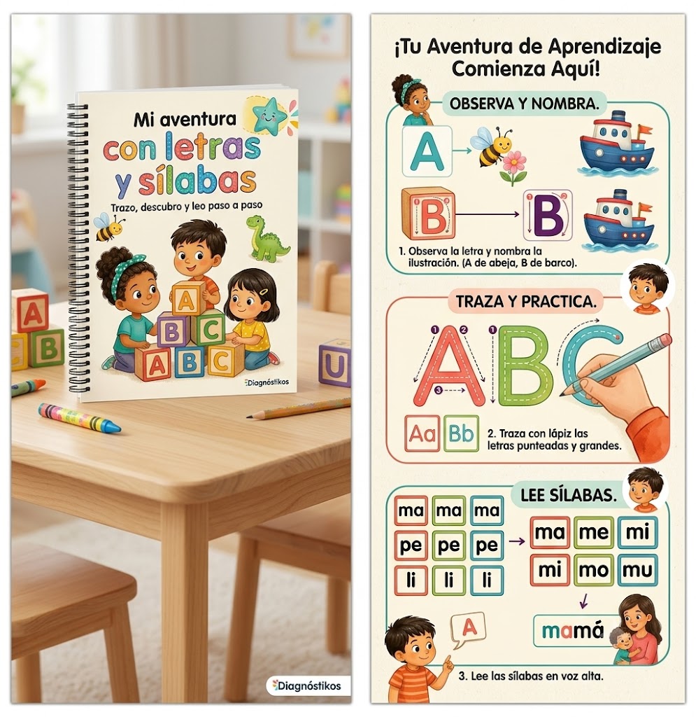 Mi aventura con letras y sílabas: Trazo, descubro y leo paso a paso